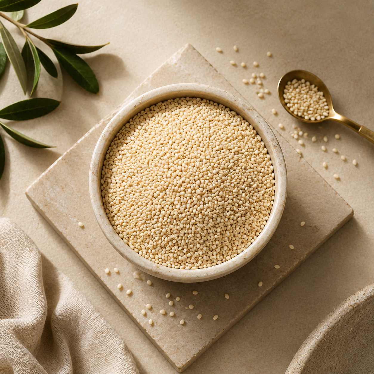 White Sesame Seeds, Hulled (Sesamum indicum)